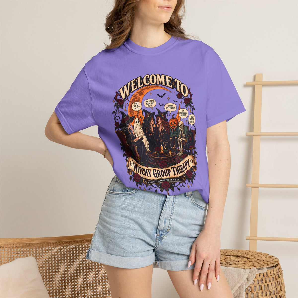 Witchy Group Therapy T-Shirt — "Welcome to Witchy Group Therapy" Retro Halloween Tee