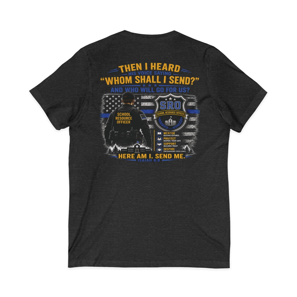 MOM SRO Thin Blue Line V-Neck Tee — "Then I Heard 'Whom Shall I Send?'"