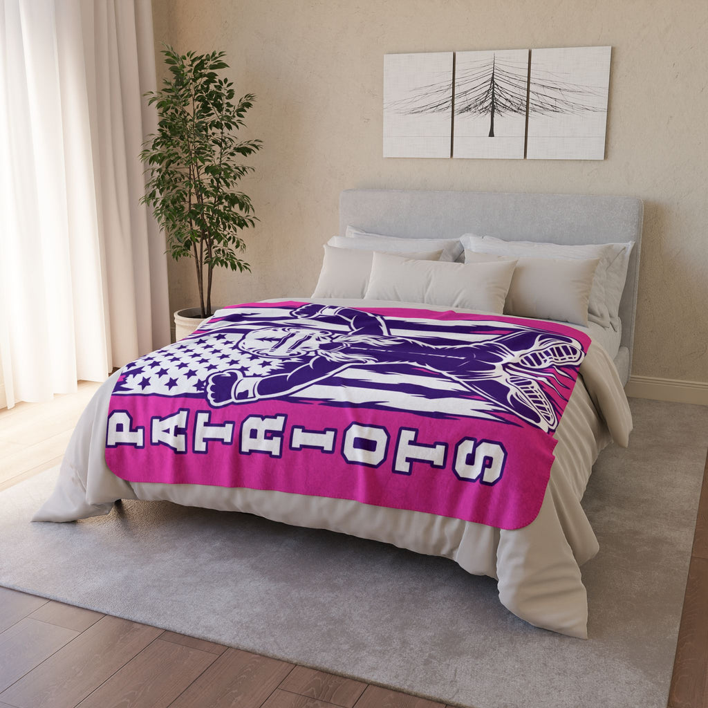 Patriots Football Player Personalized Sherpa Blanket Pink Team Spirit Throw Custom Name