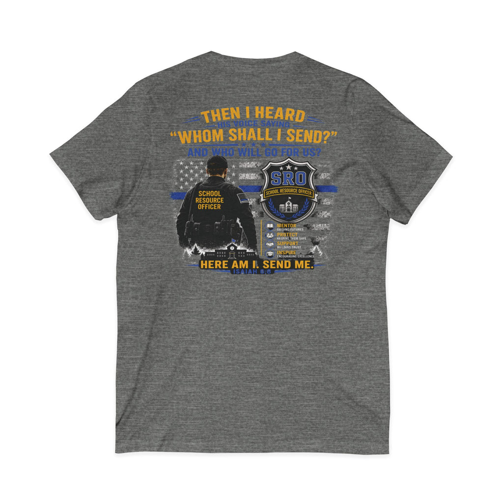 MOM SRO Thin Blue Line V-Neck Tee — "Then I Heard 'Whom Shall I Send?'"