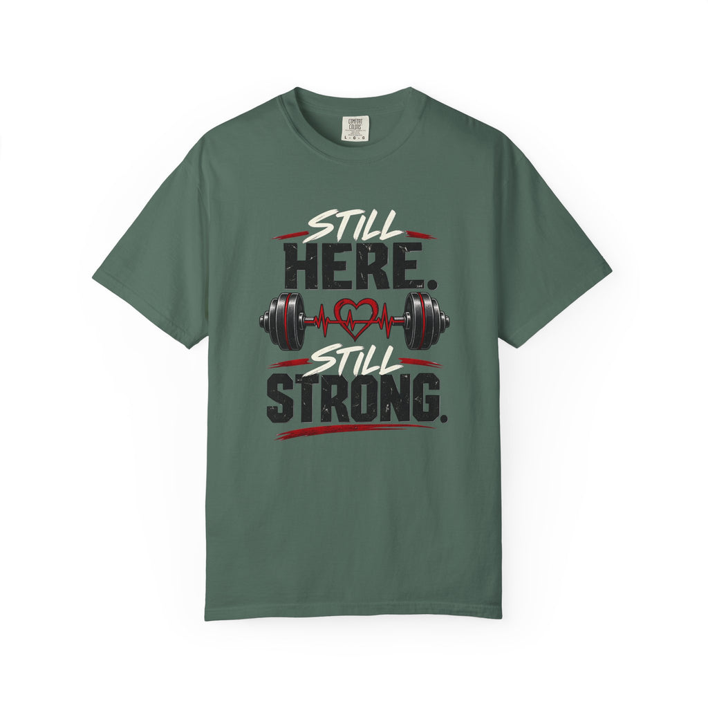 Here Strong Weightlifting TShirt Fitness Gym Graphic Tee