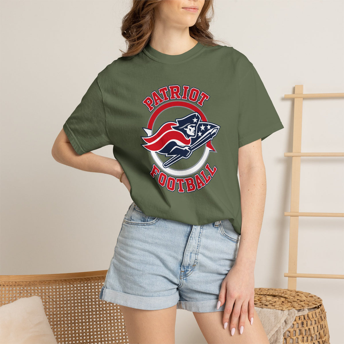 Patriot Football Tee — Vintage American Flag Helmet Crewneck