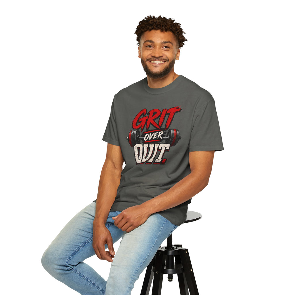 Grit Over Quit TShirt Motivational Weightlifting Gym Tee