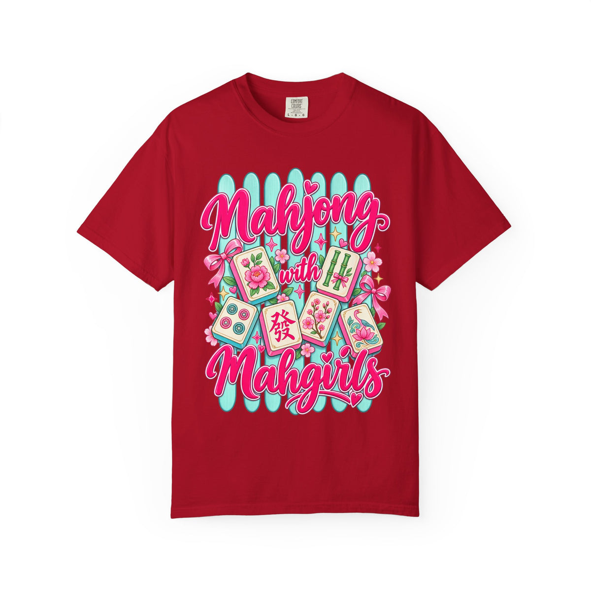 Mahjong with Mahgirls T-Shirt — Cute Floral Mahjong Tiles Tee for Mahjong Lovers