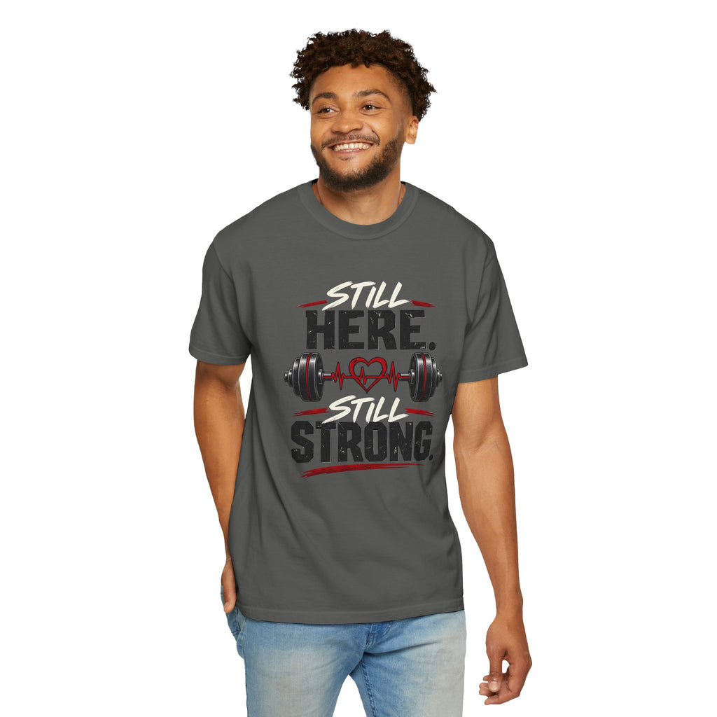 Here Strong Weightlifting TShirt Fitness Gym Graphic Tee