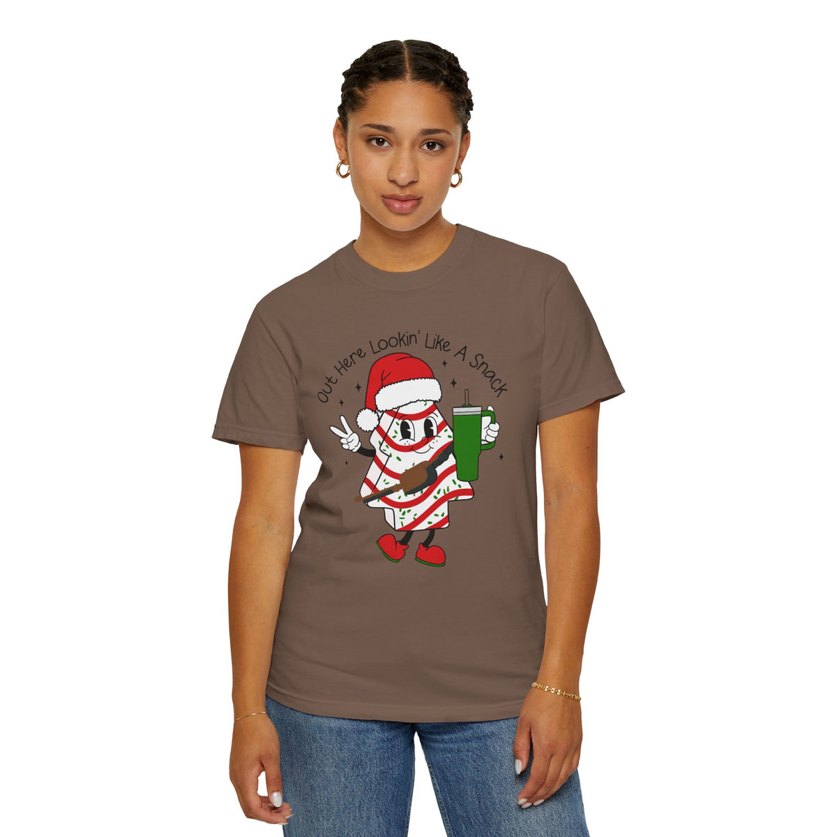 Retro Holiday T-Shirt — Out Here Lookin Like A Snack Santa Cookie Design