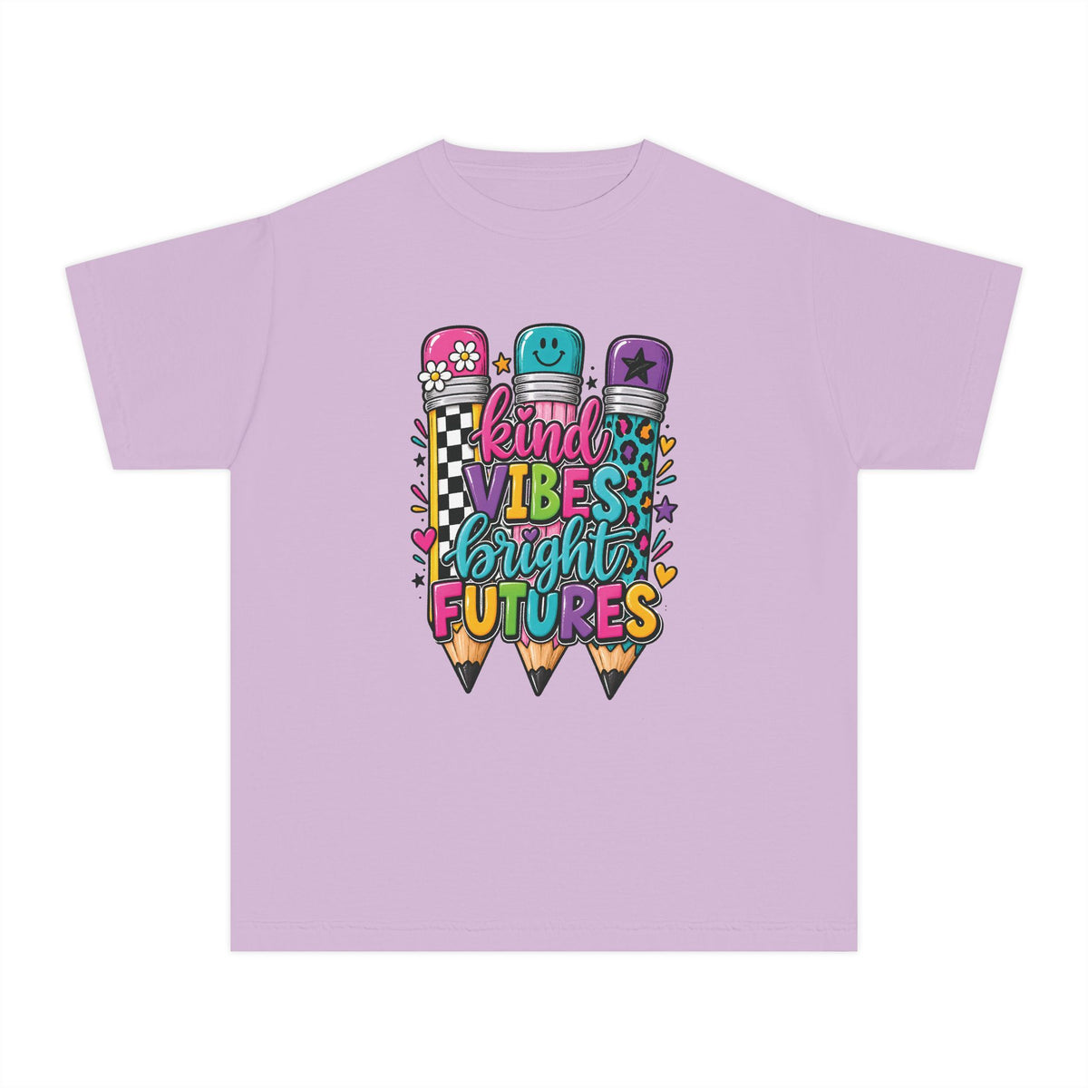"Kind Vibes Bright Futures" Colorful Pencil Graphic Tee