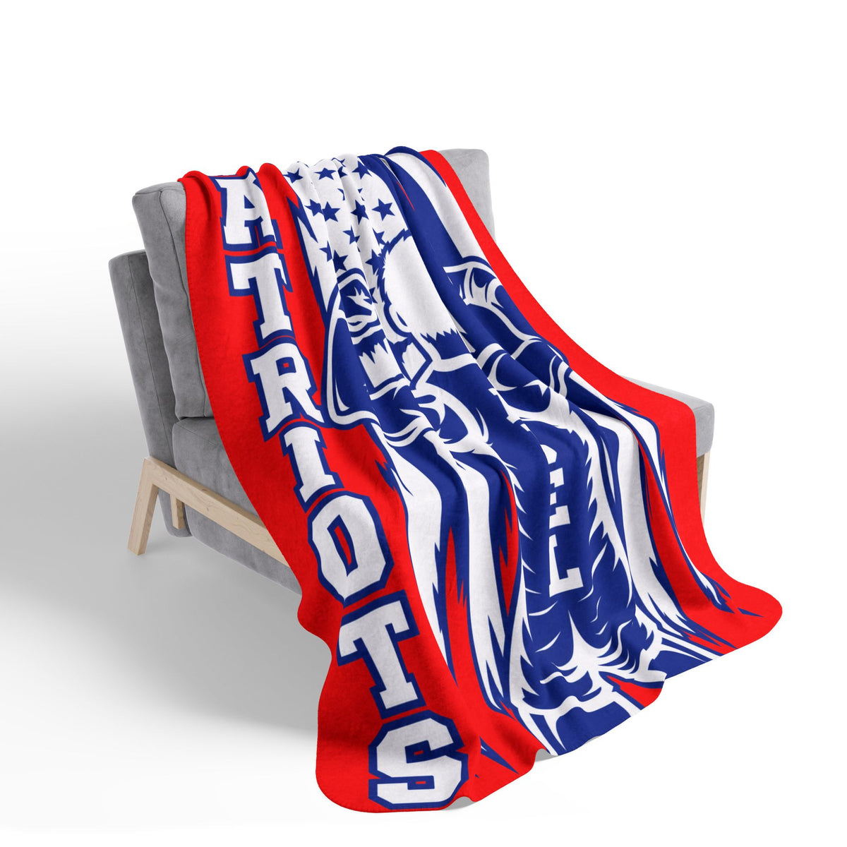 Patriots Personalized Sherpa Blanket - American Flag Muscleman with Name (Fleece)