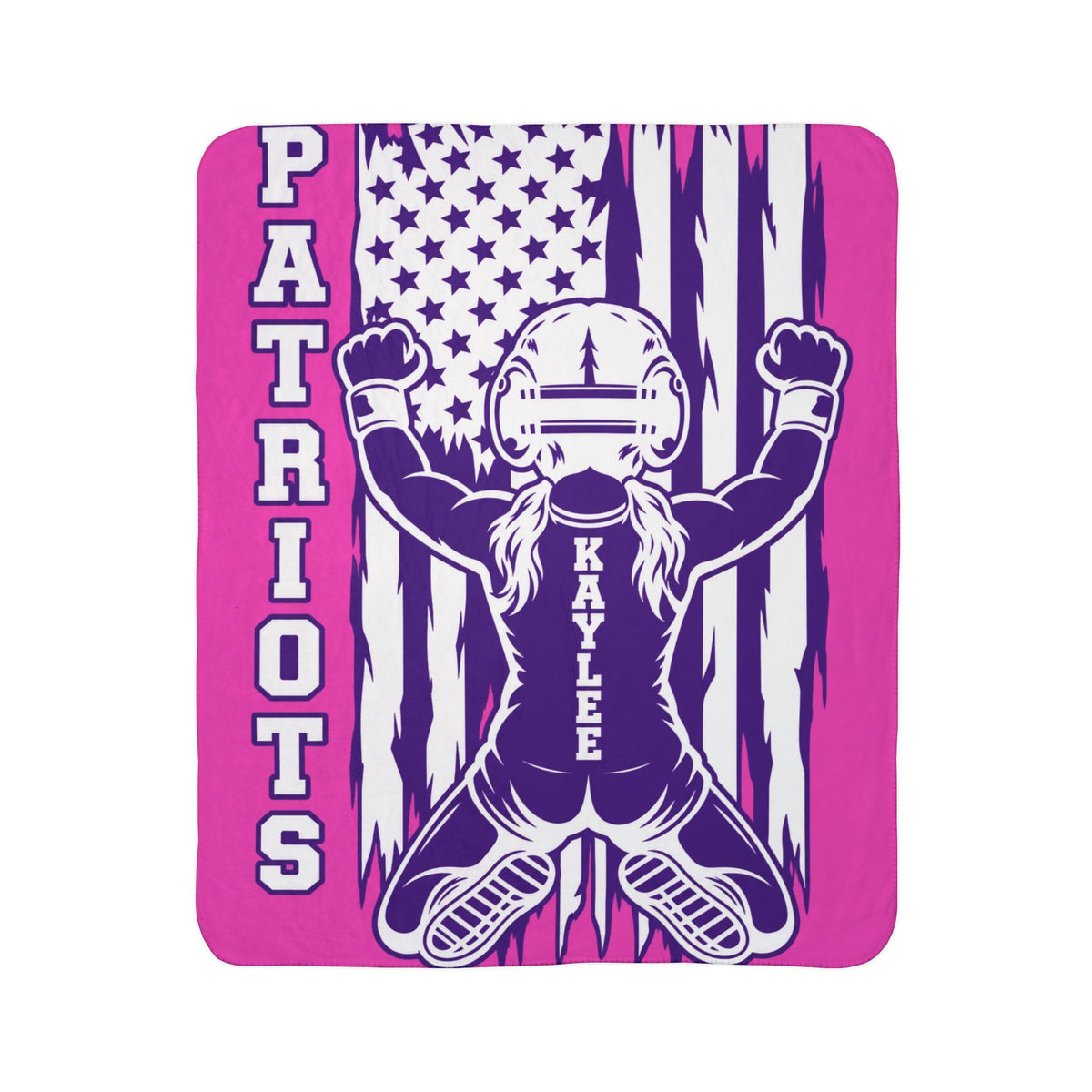 Patriots Football Player Personalized Sherpa Blanket Pink Team Spirit Throw Custom Name