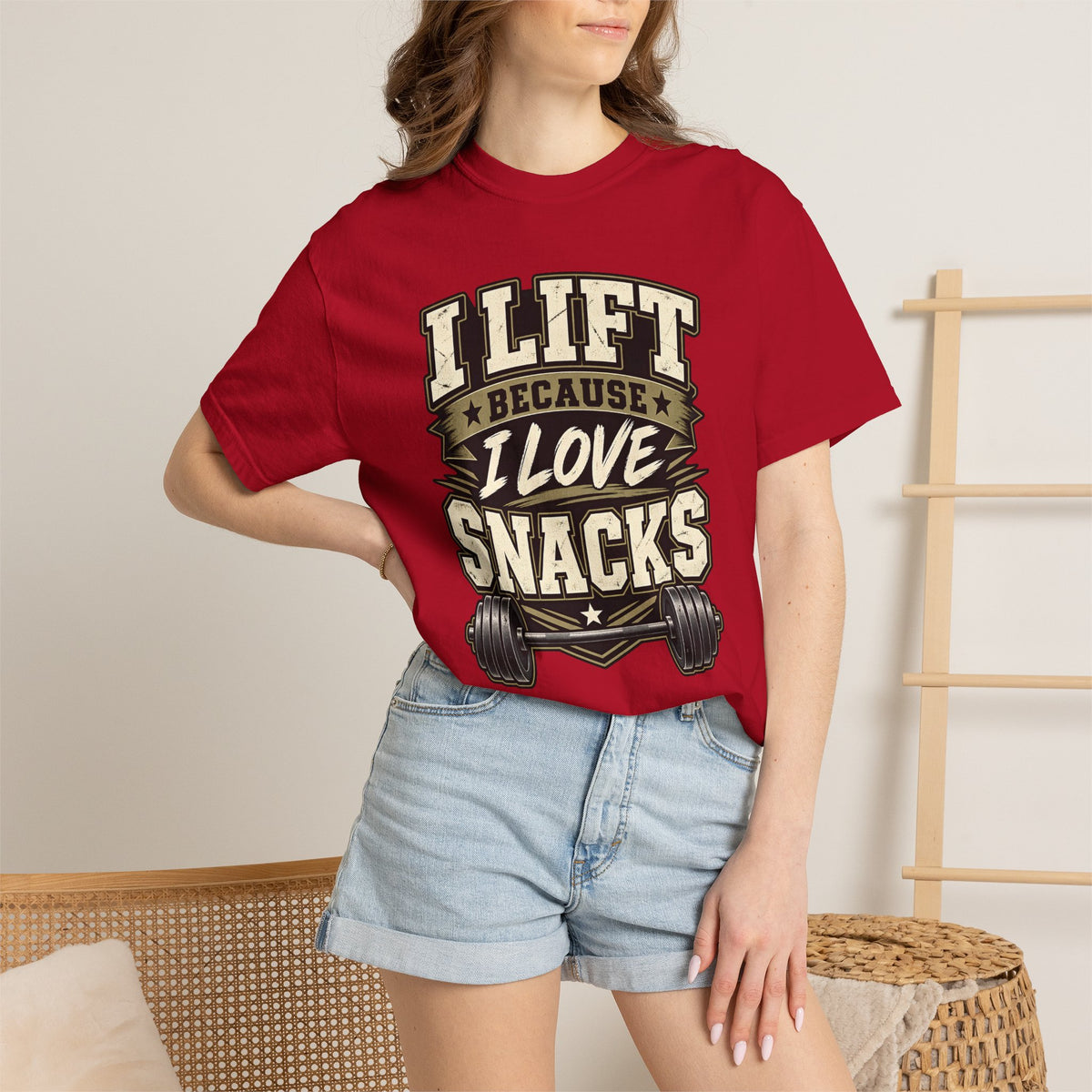 I Lift Because I Love Snacks T-Shirt — Funny Gym Weightlifting Tee