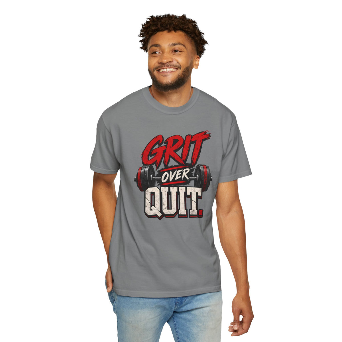 Grit Over Quit TShirt Motivational Weightlifting Gym Tee