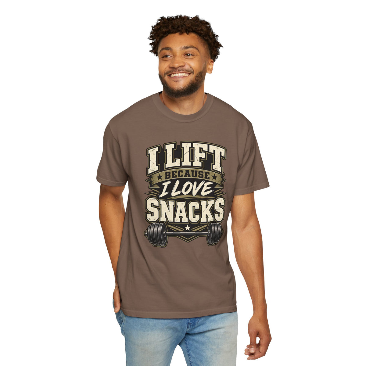 I Lift Because I Love Snacks T-Shirt — Funny Gym Weightlifting Tee