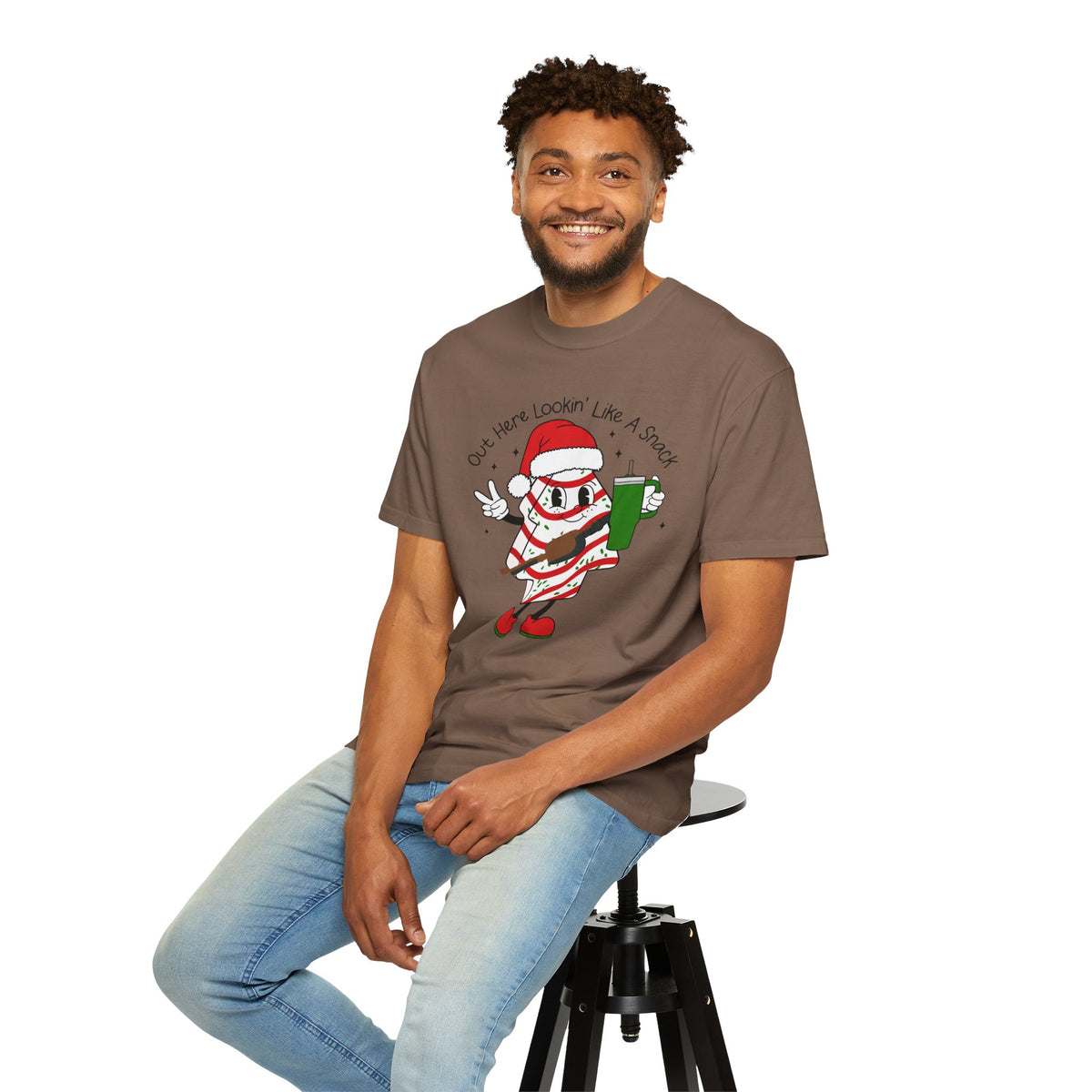 Retro Holiday T-Shirt — Out Here Lookin Like A Snack Santa Cookie Design