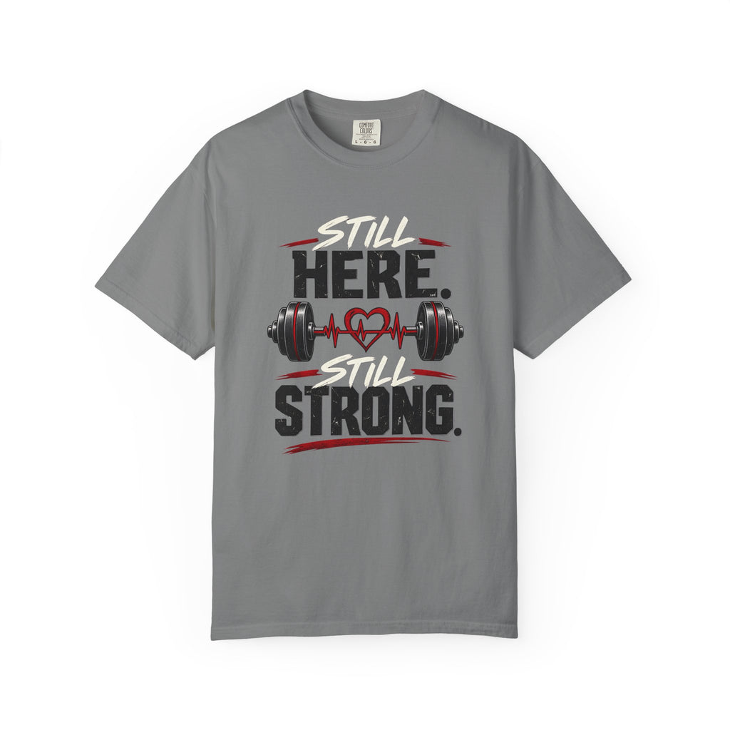 Here Strong Weightlifting TShirt Fitness Gym Graphic Tee