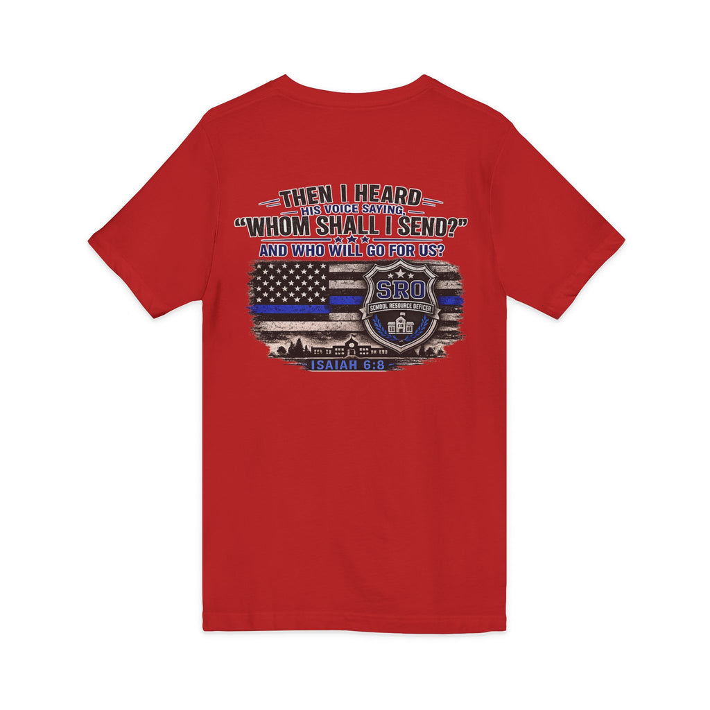 SPOUSE SRO V-Neck Tee — "Then I Heard His Voice Saying Whom Shall I Send"