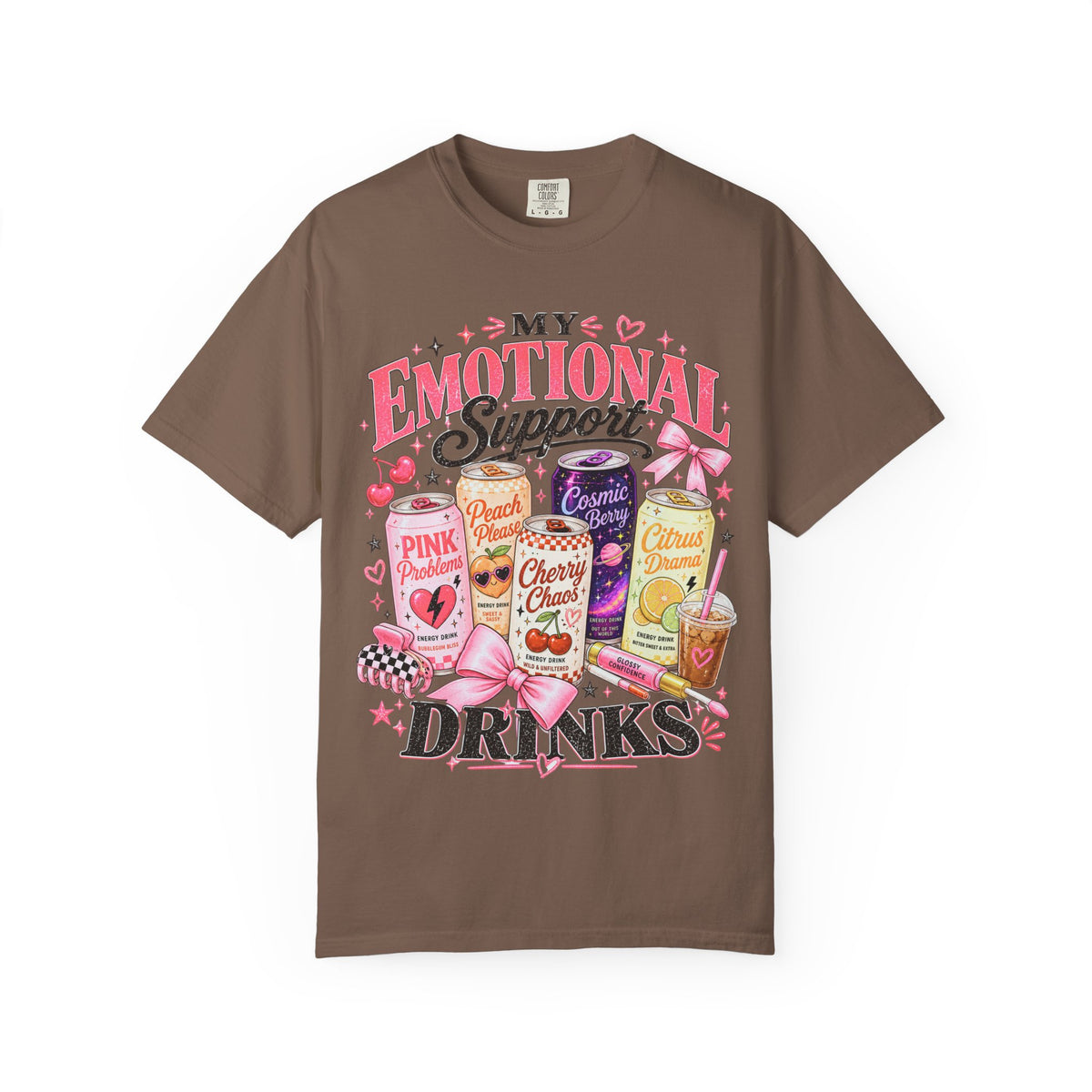 Emotional Support Energy Drinks T-Shirt — Vintage Candy Soda Graphic Tee