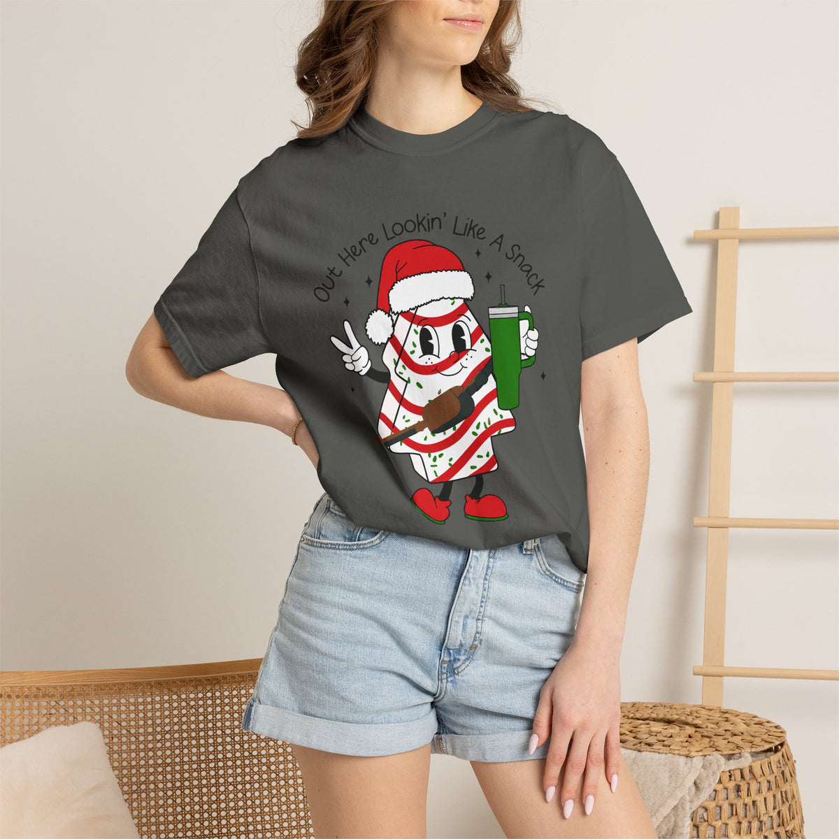 Retro Holiday T-Shirt — Out Here Lookin Like A Snack Santa Cookie Design