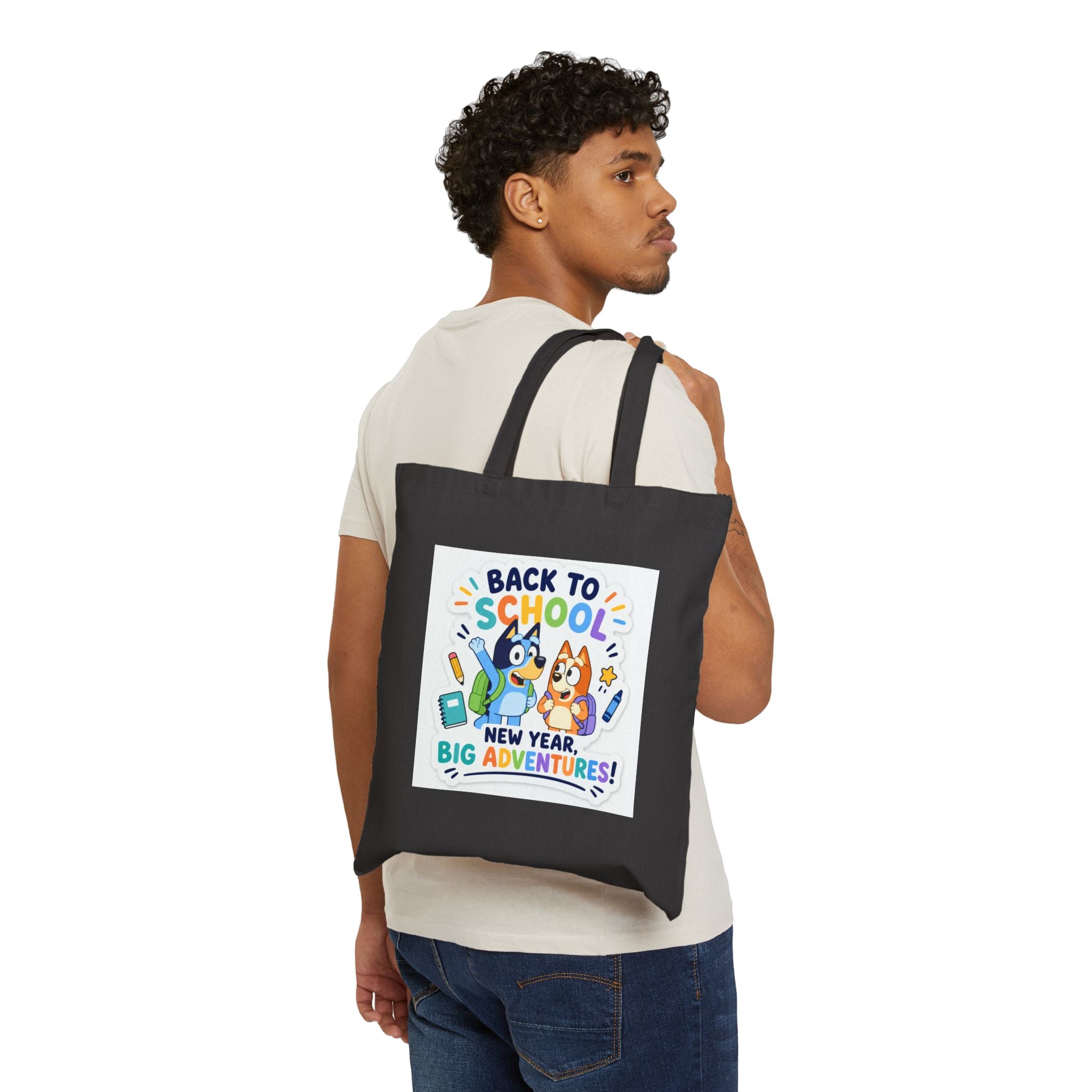 Back to School Tote Bag — "Back to School New Year Big Adventures" Canvas Tote