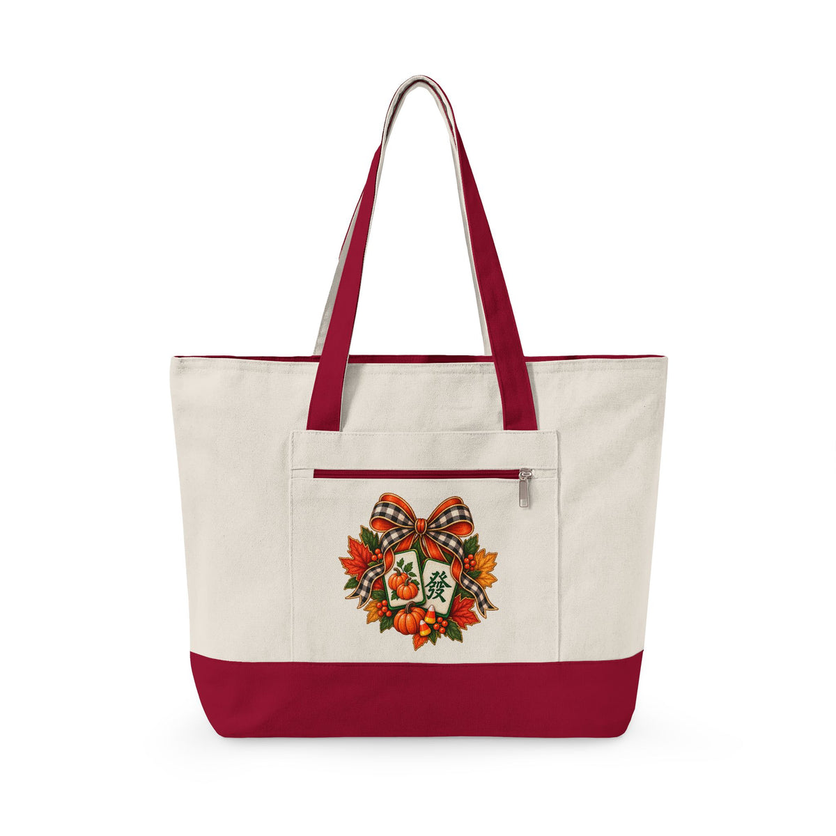 Fall Canvas Mahjong Zippered Tote