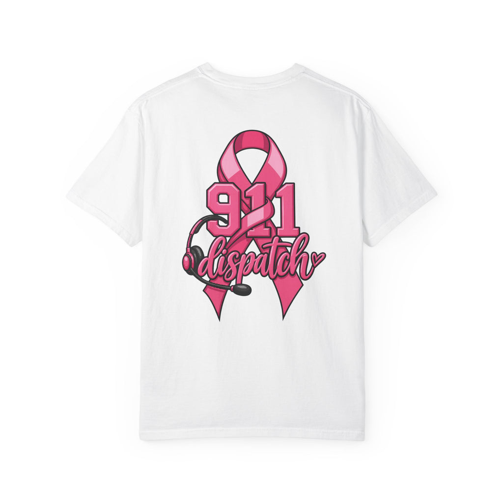 911 Dispatch Pink Ribbon T‑Shirt — Breast Cancer Awareness Dispatcher Tee