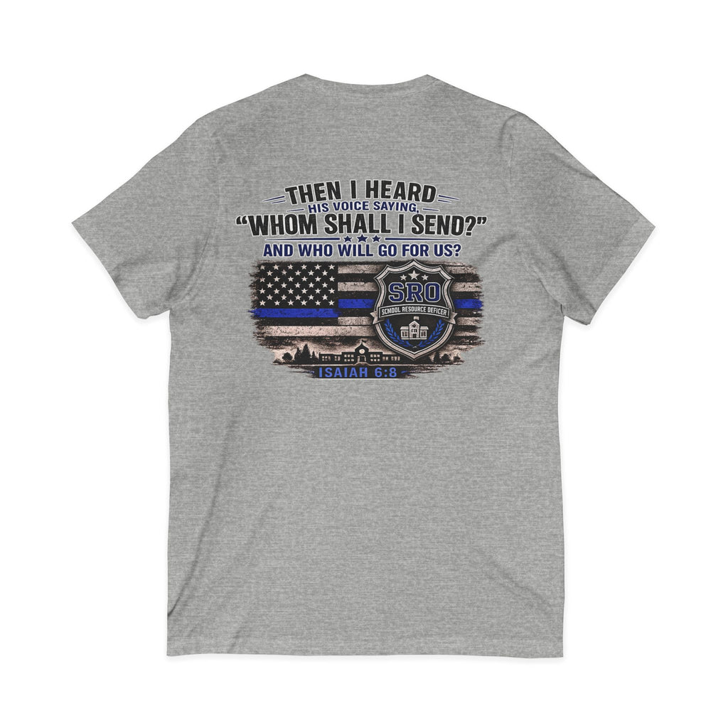 SPOUSE SRO V-Neck Tee — "Then I Heard His Voice Saying Whom Shall I Send"