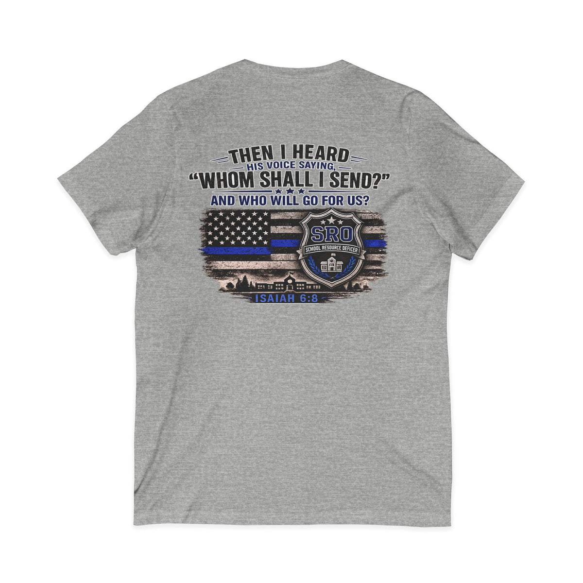 SPOUSE SRO V-Neck Tee — "Then I Heard His Voice Saying Whom Shall I Send"