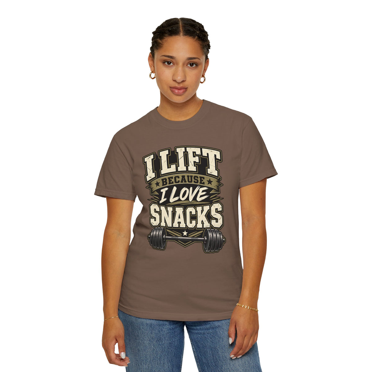 I Lift Because I Love Snacks T-Shirt — Funny Gym Weightlifting Tee