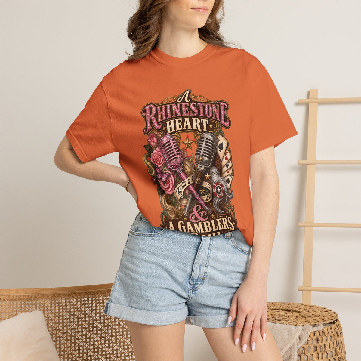 Rhinestone Heart Country Girl T-Shirt Memorial Dolly