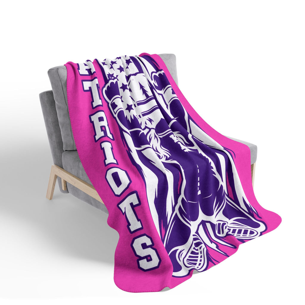 Patriots Football Player Personalized Sherpa Blanket Pink Team Spirit Throw Custom Name