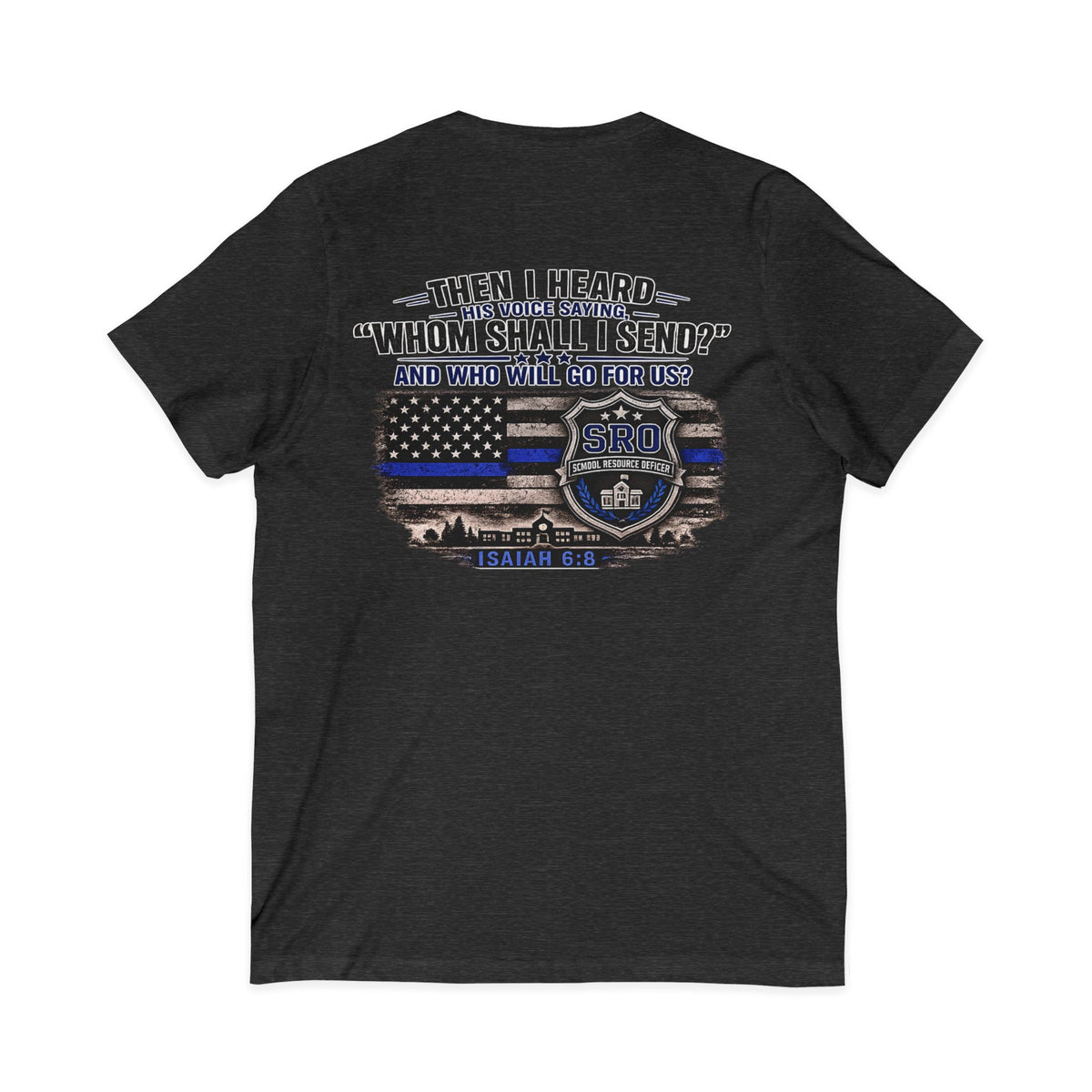 SPOUSE SRO V-Neck Tee — "Then I Heard His Voice Saying Whom Shall I Send"