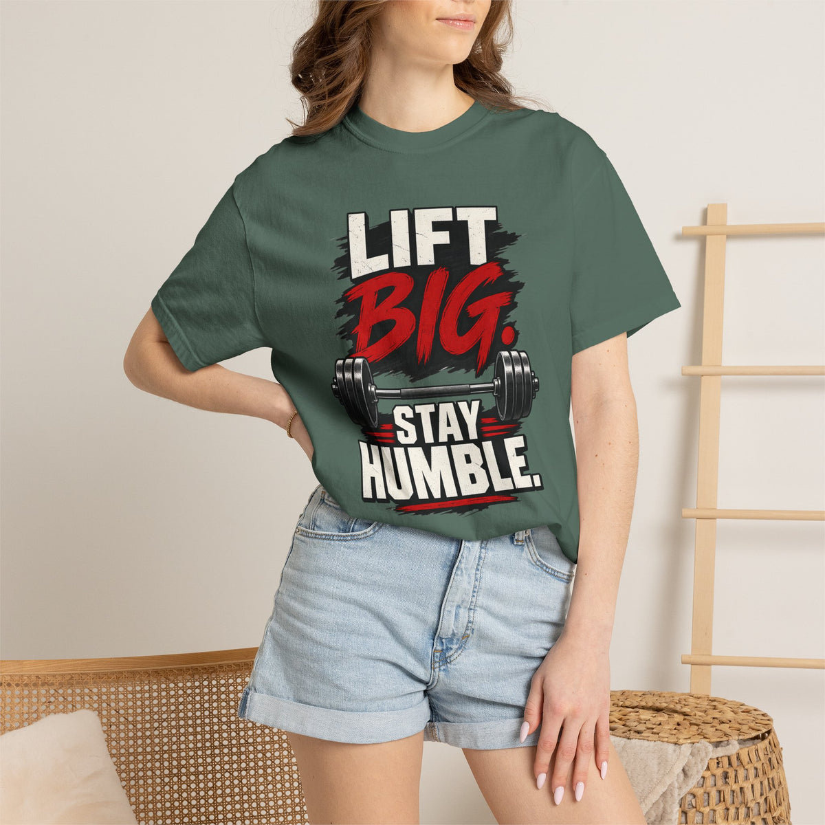 Lift Big Stay Humble TShirt Motivational Gym Workout Tee