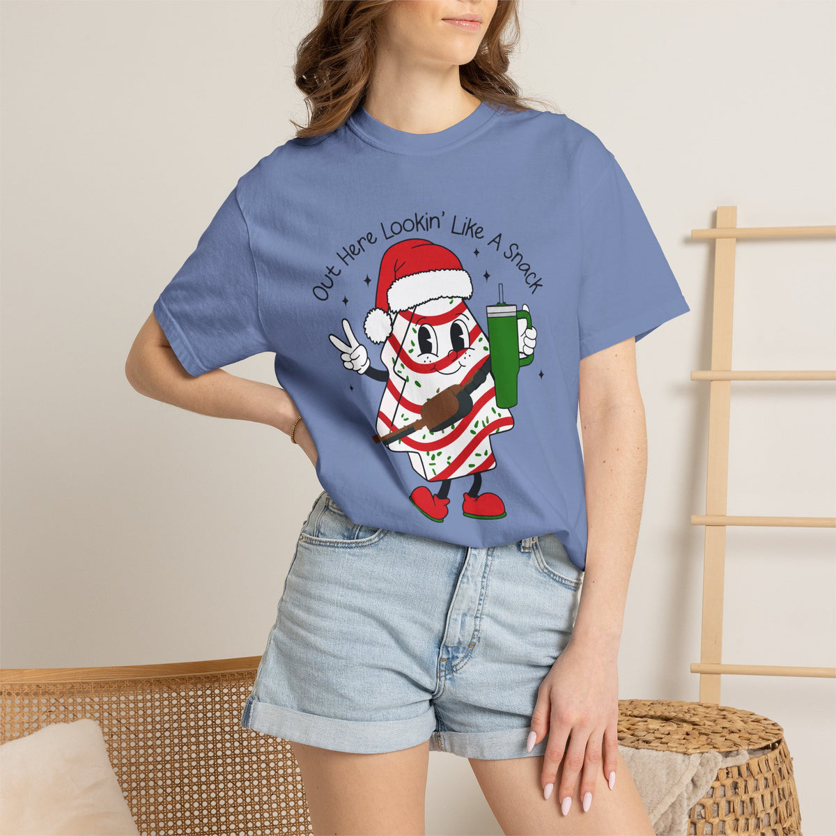 Retro Holiday T-Shirt — Out Here Lookin Like A Snack Santa Cookie Design