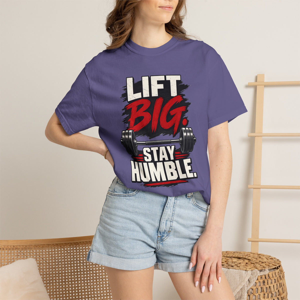Lift Big Stay Humble TShirt Motivational Gym Workout Tee