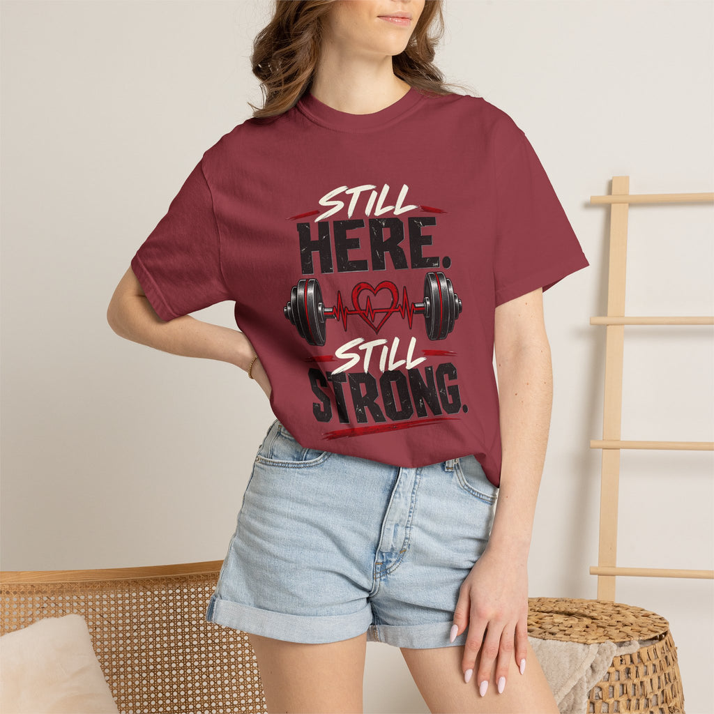 Here Strong Weightlifting TShirt Fitness Gym Graphic Tee