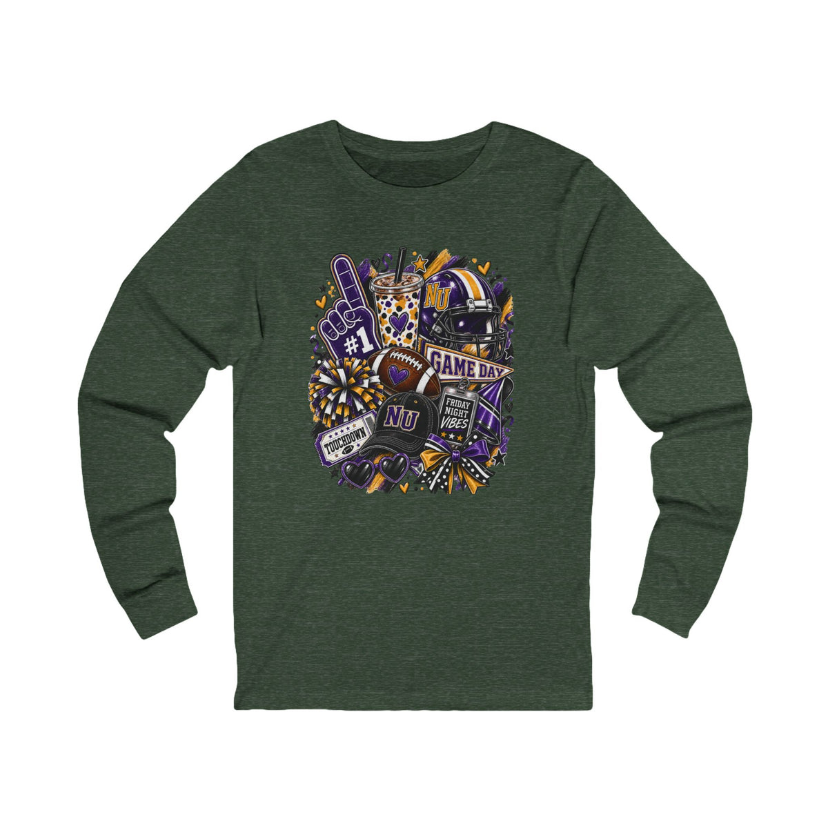 Game Day Football Long Sleeve Tee Team Spirit Collage