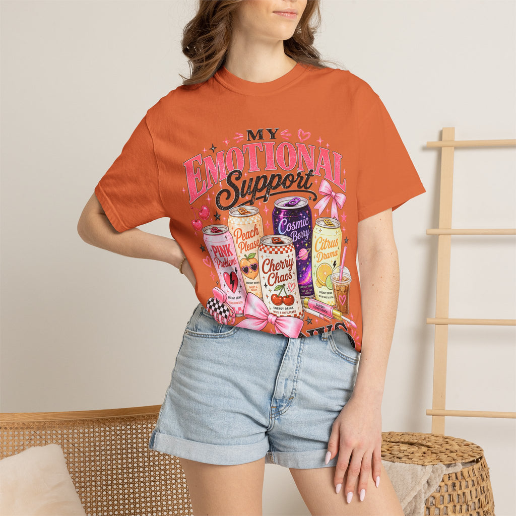 Emotional Support Energy Drinks T-Shirt — Vintage Candy Soda Graphic Tee