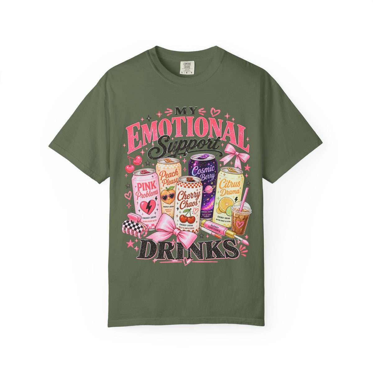 Emotional Support Energy Drinks T-Shirt — Vintage Candy Soda Graphic Tee