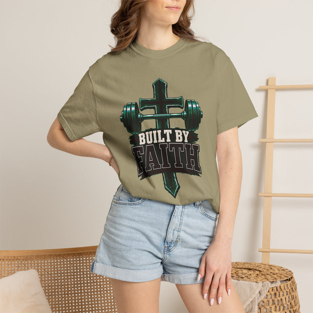 Built by Faith Cross & Barbell T-Shirt