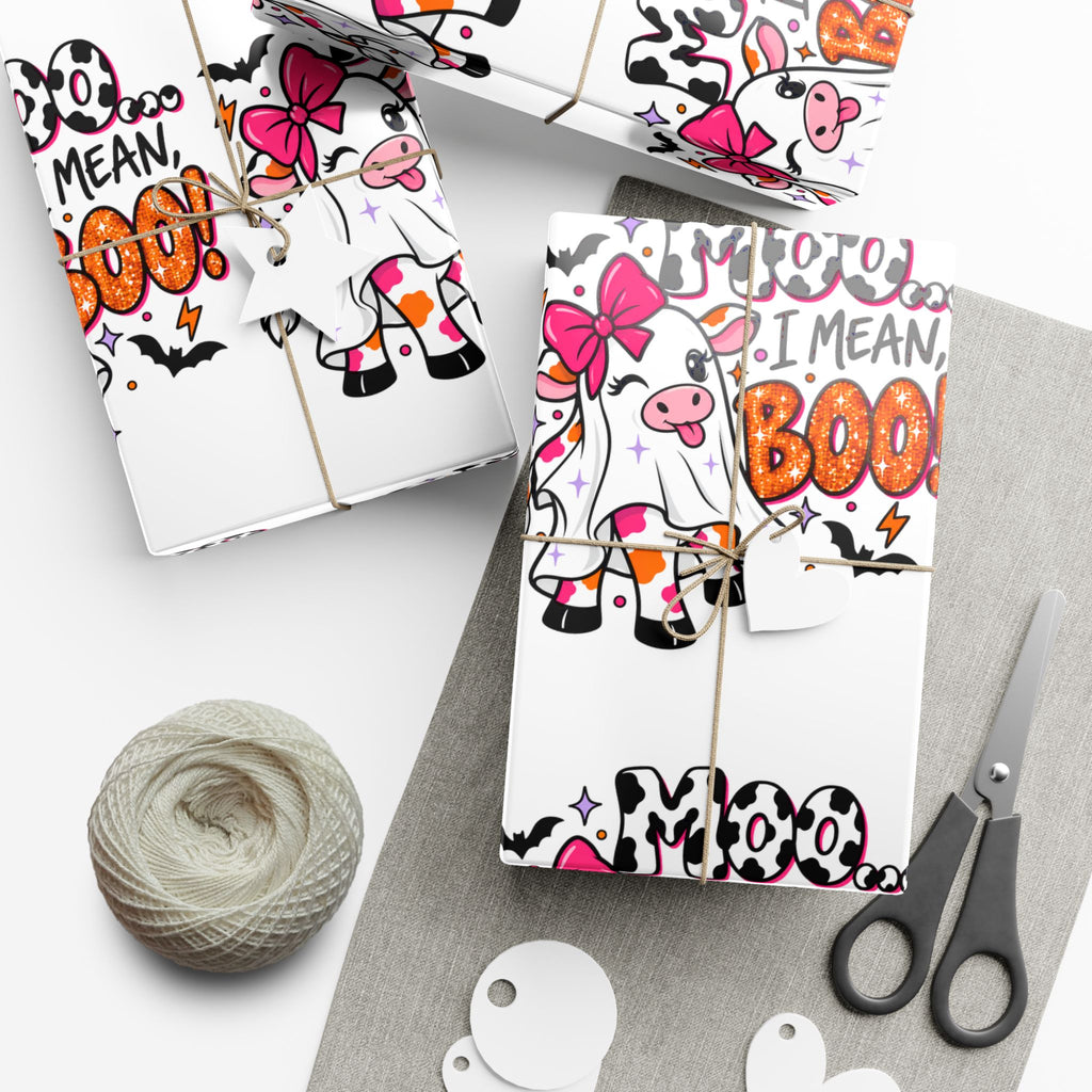 Halloween Cow 'Moo I Mean Boo!' Gift Wrap Paper