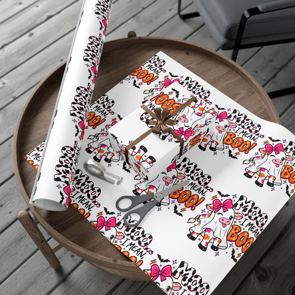 Halloween Cow 'Moo I Mean Boo!' Gift Wrap Paper