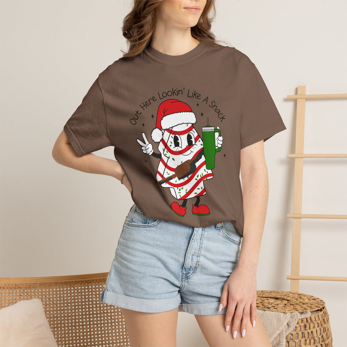 Retro Holiday T-Shirt — Out Here Lookin Like A Snack Santa Cookie Design