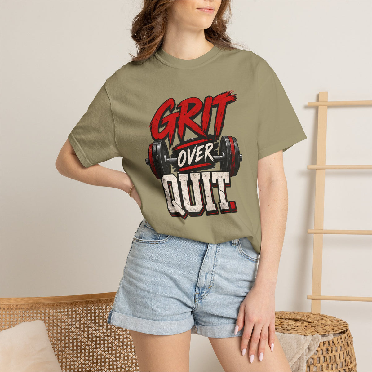 Grit Over Quit TShirt Motivational Weightlifting Gym Tee