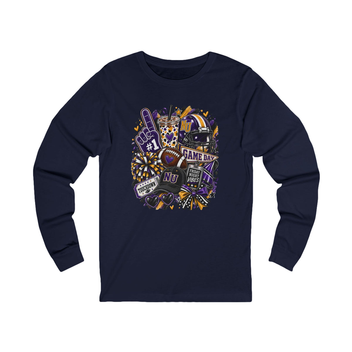 Game Day Football Long Sleeve Tee Team Spirit Collage