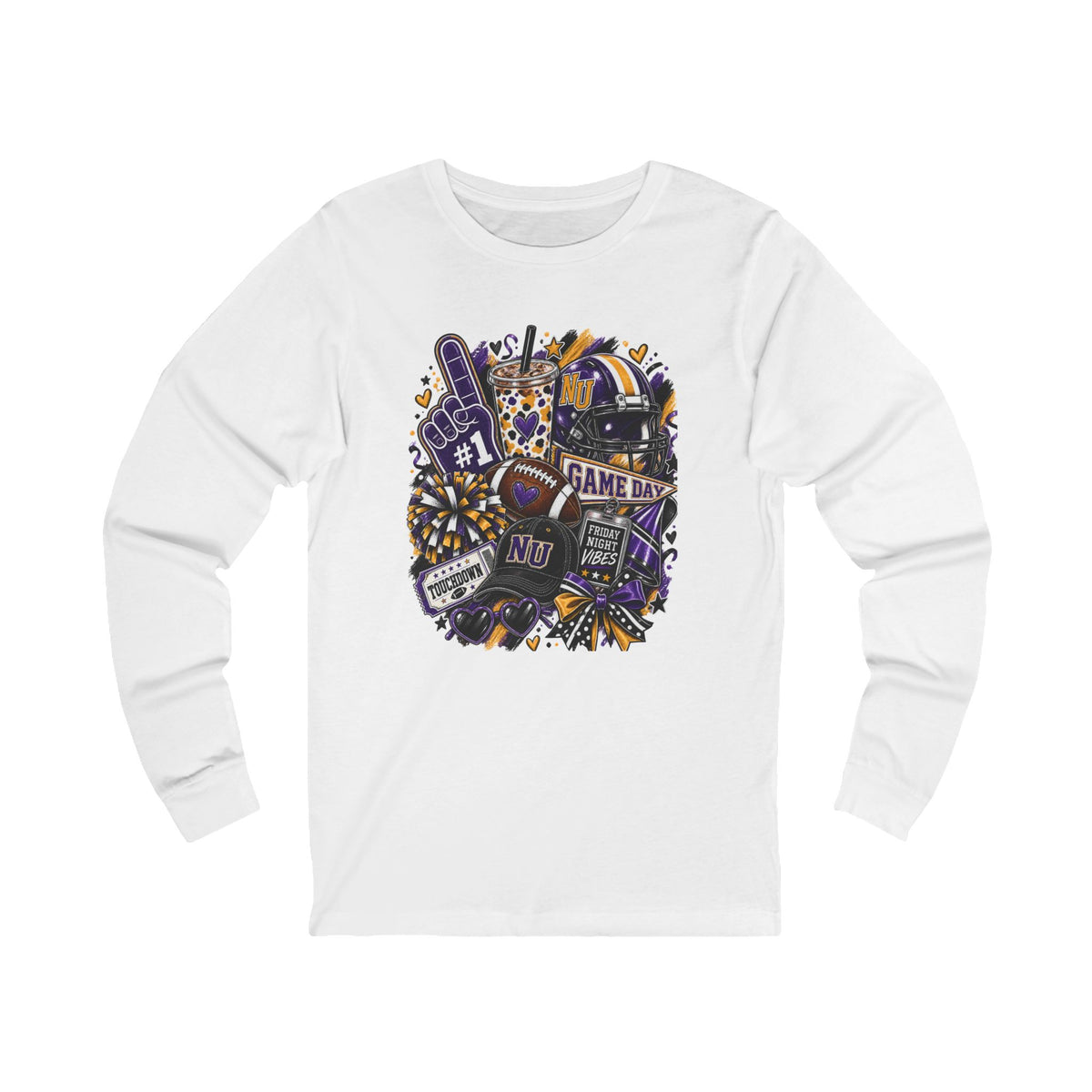 Game Day Football Long Sleeve Tee Team Spirit Collage