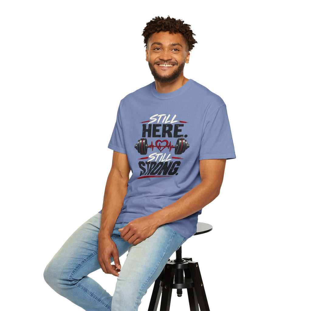 Here Strong Weightlifting TShirt Fitness Gym Graphic Tee