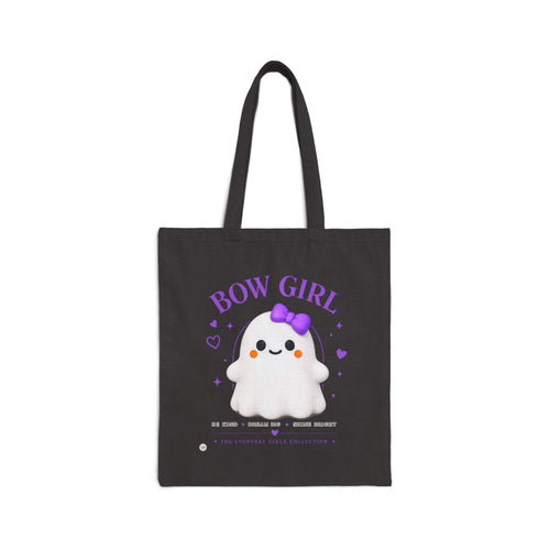 Bow Girl™ Ghost Canvas Tote Bag - Reusable Shopping & Gift Tote