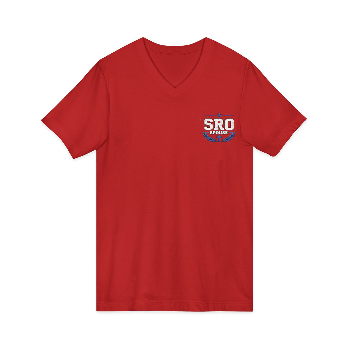 SPOUSE SRO Thin Blue Line V-Neck Tee — "Then I Heard 'Whom Shall I Send?'"