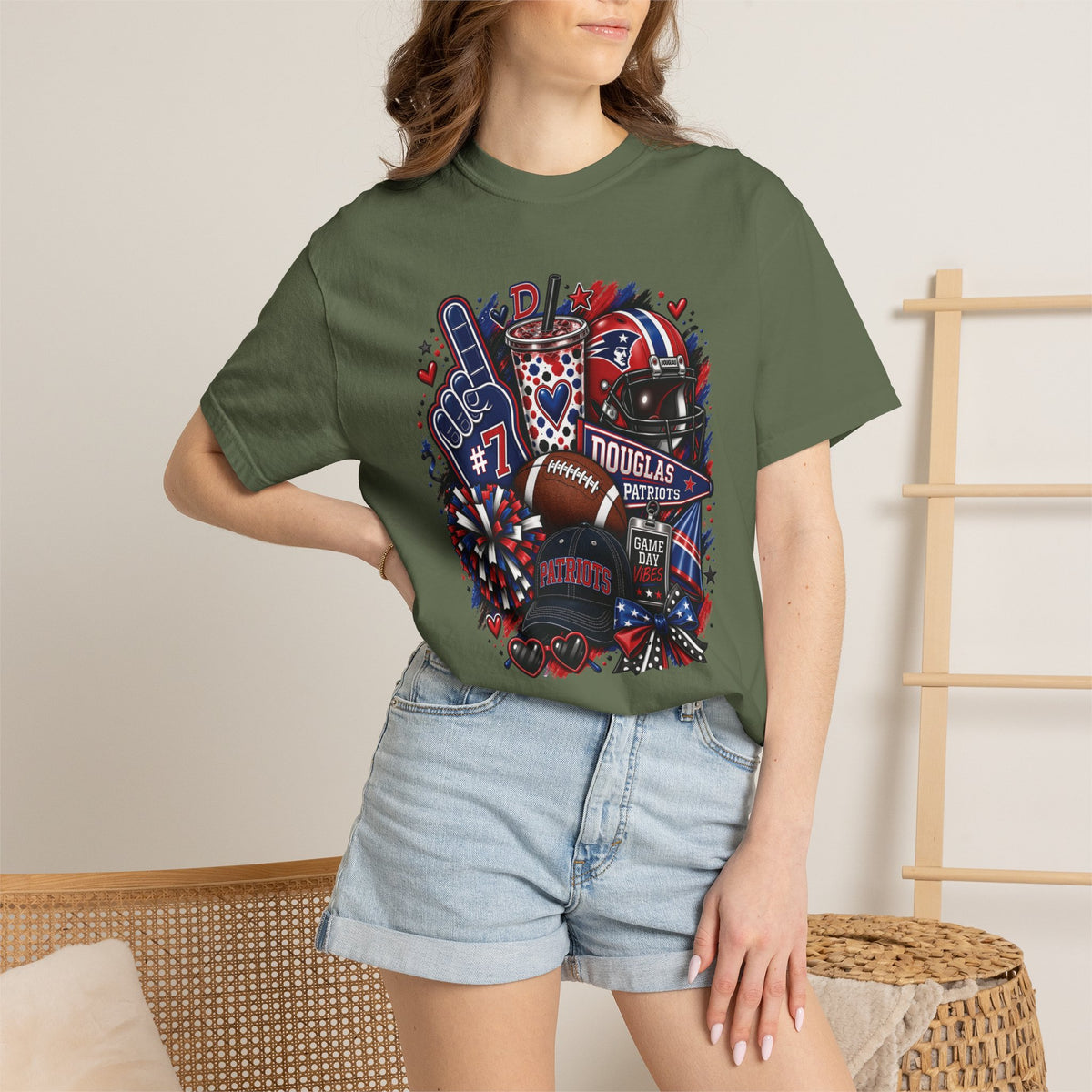 Patriotic Football Fan T-Shirt — Red White Blue Game Day Tee