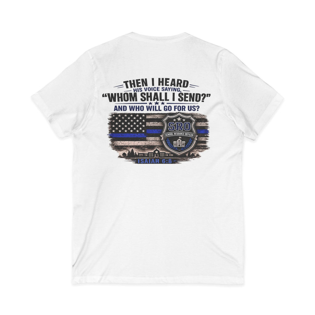 SPOUSE SRO V-Neck Tee — "Then I Heard His Voice Saying Whom Shall I Send"