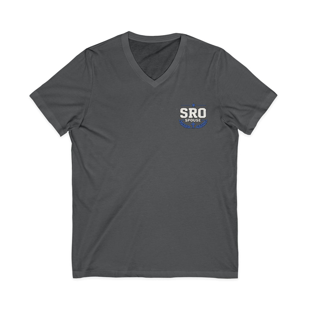 SPOUSE SRO Thin Blue Line V-Neck Tee — "Then I Heard 'Whom Shall I Send?'"
